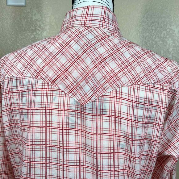 H Bar C Ranchwear Western red plaid Shirt women snap buttons long sleeve  34 (S) - Picture 10 of 12
